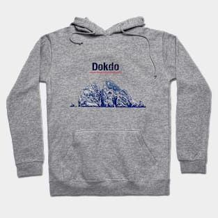 Dokdo's Midnight Majesty: Textured Island Silhouette Hoodie